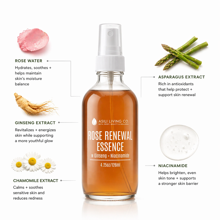 ROSE RENEWAL ESSENCE l Rose Water Essence with Ginseng + Licorice Root